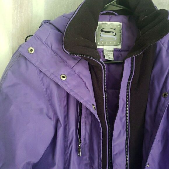 VINTAGE Slalom Full Zip Jacket Purple Coat Snow Skiing Women's Size L - Picture 2 of 12